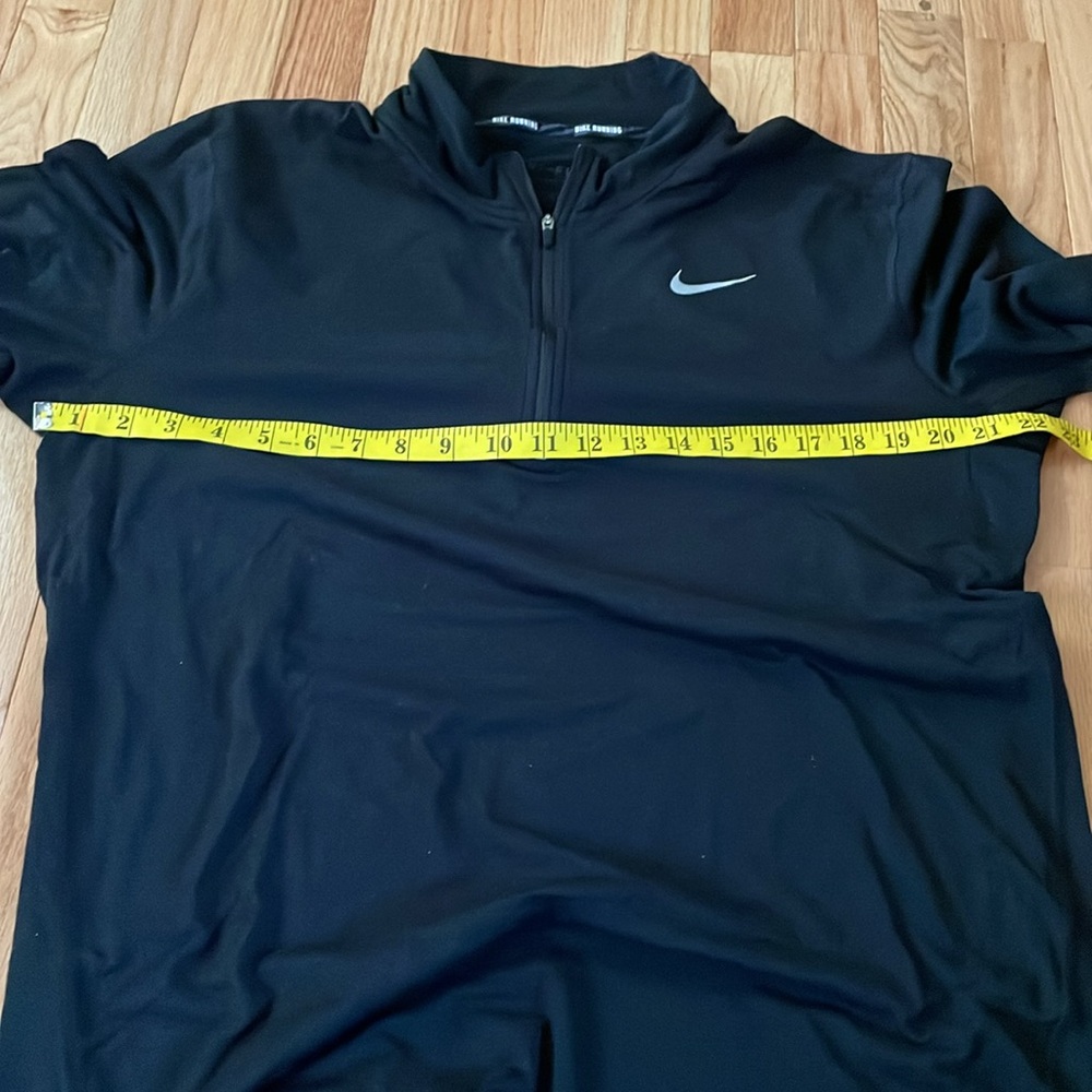 Nike 1/4 Zip Pullover Mens Large Black White Swoosh Logo Sweatshirt Running Gym - Picture 5 of 10